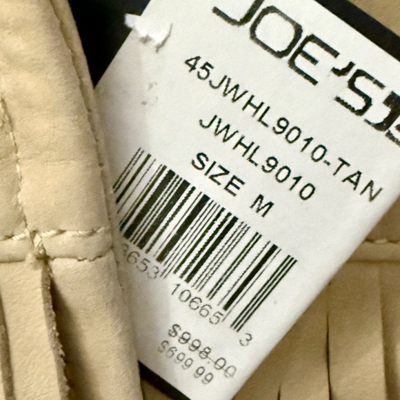 NWT $999 MSRP Joe's Jeans 100% Genuine Tan Leather Fringe Belted Jacket, Size M - Picture 11 of 15